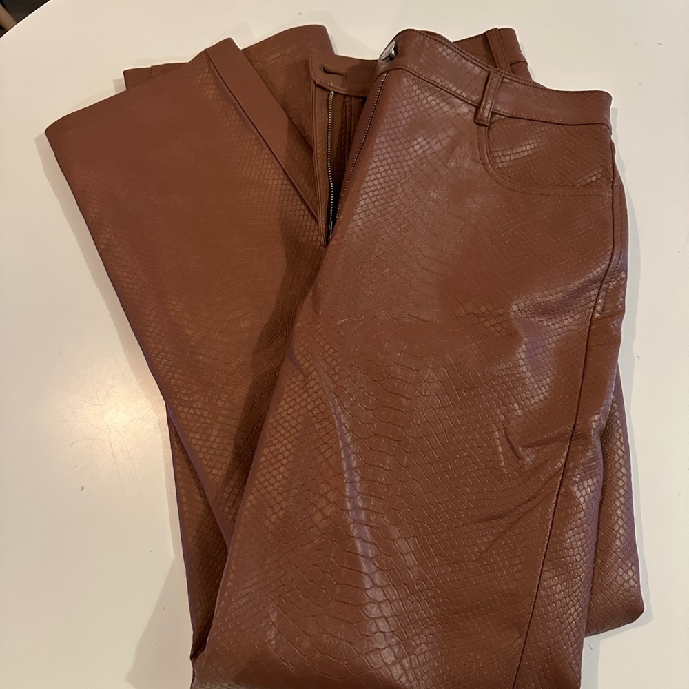 Brown Vegan Leather Melia Pant from Aritzia
